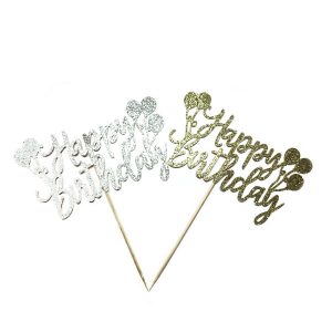 Cake Topper Happy Birthday Glitter Balloons