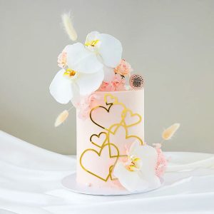 Cake Topper Line Art Stacked Hearts