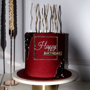 Cake Topper Happy Birthday Elegant Square