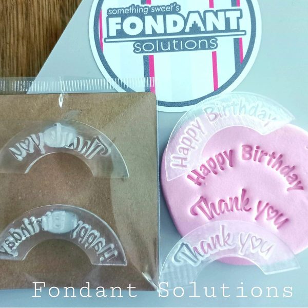 Fondant Solutions Acrylic Happy Birthday & Thank You Stamper Set ...