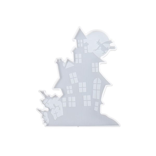 Silicone Haunted House with Moon & Witch Lollipop Mould
