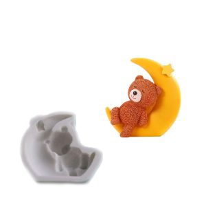 Silicone Cute Sleeping Teddy on Moon Mould