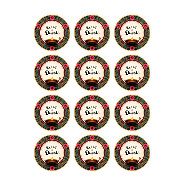Happy Diwali Sticker Sheet of 24