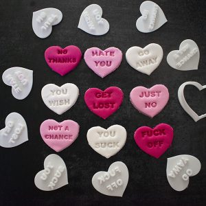 Anti Valentine Love Hearts Cutter & Stamp Set