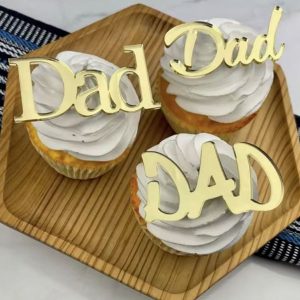 Acrylic Cupcake Charm Set Dad Word Classic Font