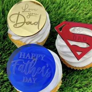 Acrylic Cupcake Charm Set Super Hero Dad