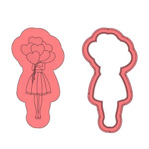 Girl With Balloons Deboss Stamp & Cut