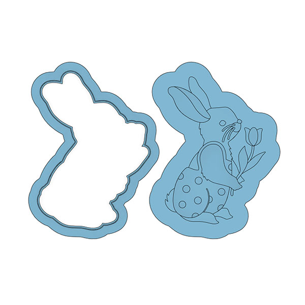 Bunny Holding Flower Deboss Cookie Cutter