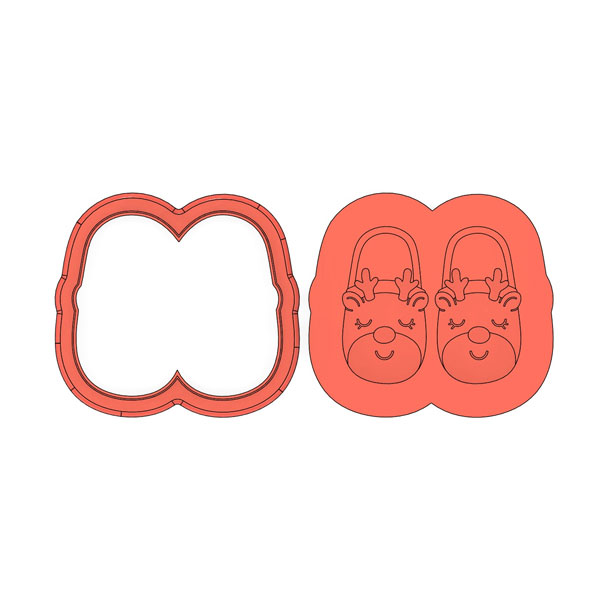 Santas Cute Slippers Deboss Cookie Cutter