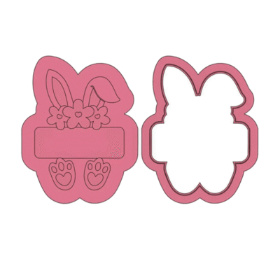Bunny Girl Name Board Deboss Cookie Cutter