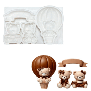 Silicone Bears In Hot Air Balloon Mould