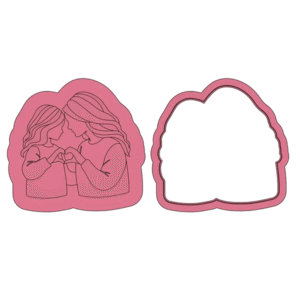 Mother & Daughter Heart Hands Deboss Cookie Cutter