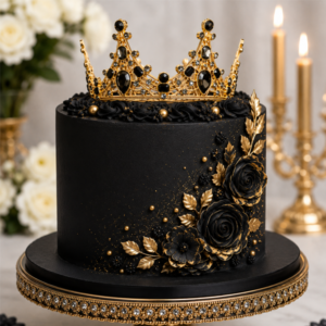 Alternative view of Plastic Black & Gold Cake Tiara/Crown