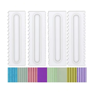 Alternative view of Plastic Patterned Cake Scraper/Smoother Set