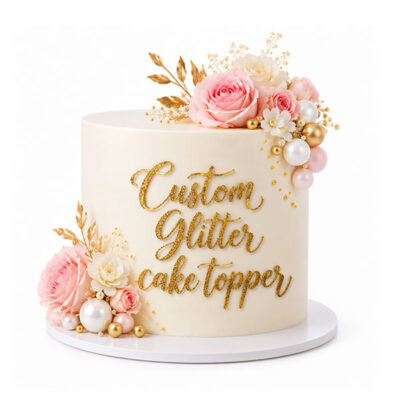 Custom Glitter Cardstock Cake Topper