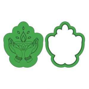 Hands Holding Diya Deboss Cookie Cutter